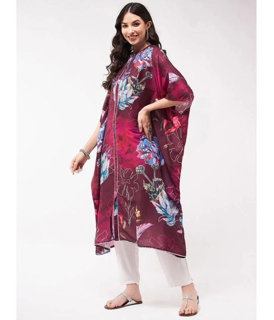 Pannkh - Wine Polyester Womens Kaftan Kurti ( Pack of 1 ) - None