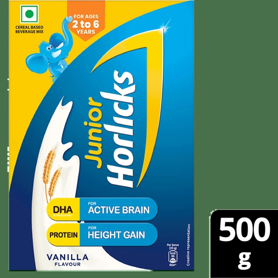 Horlicks Junior  Vanilla Health Drink Jar, 500 gms