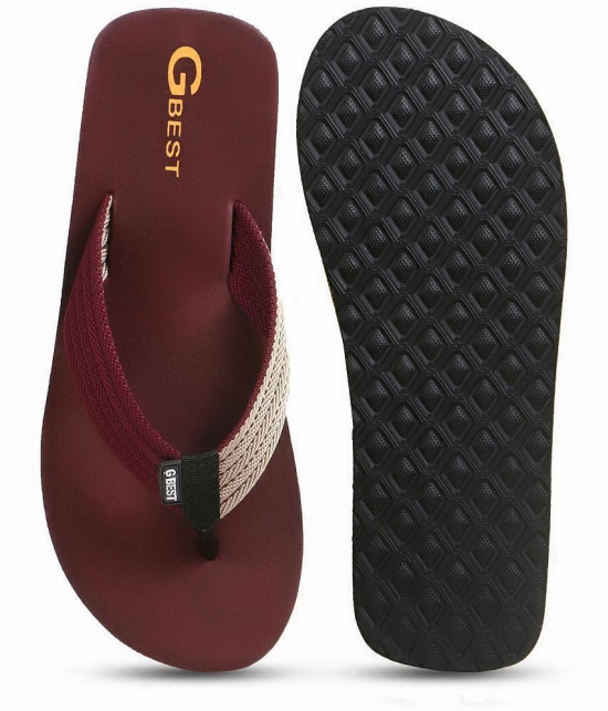 G Best Maroon Mens Thong Flip Flop - None