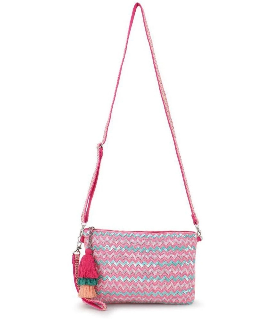 Anekaant - Pink Cotton Sling Bag - Pink