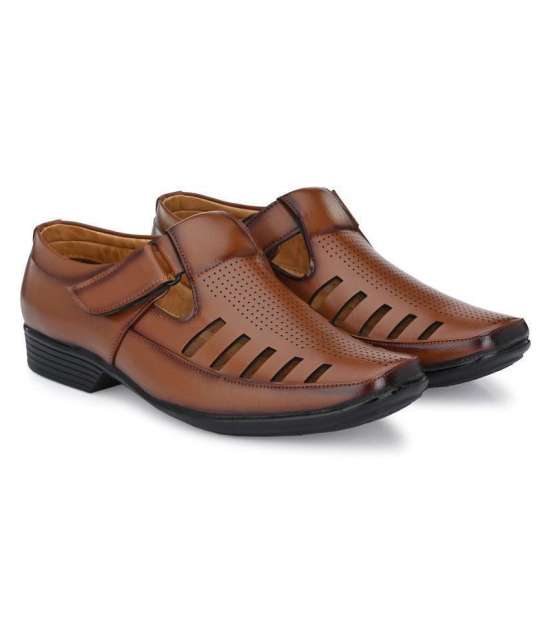 Shoevik Tan Synthetic Leather Sandals - 7