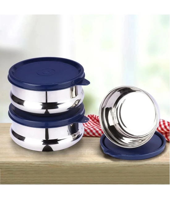 Oliveware Steel Blue Food Container ( Set of 3 ) - Blue