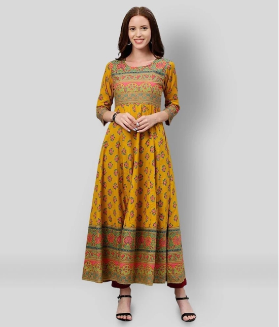 KIPEK - Yellow Cotton Womens Anarkali Kurti ( Pack of 1 ) - S