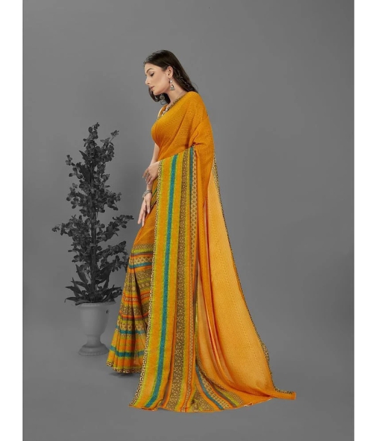 ANAND SAREES - Yellow Georgette Saree With Blouse Piece ( Pack of 1 ) - Yellow