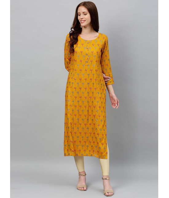 KIPEK - Mustard Rayon Womens Straight Kurti ( Pack of 1 ) - None