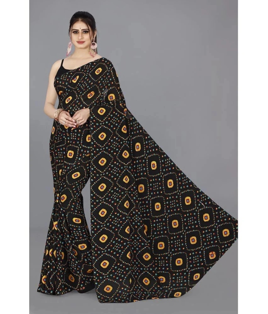 ANAND SAREES - Black Georgette Saree Without Blouse Piece ( Pack of 1 ) - Black