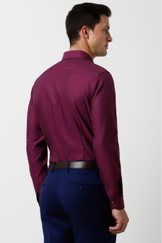 Men Maroon Slim Fit Formal Full Sleeves Formal Shirt