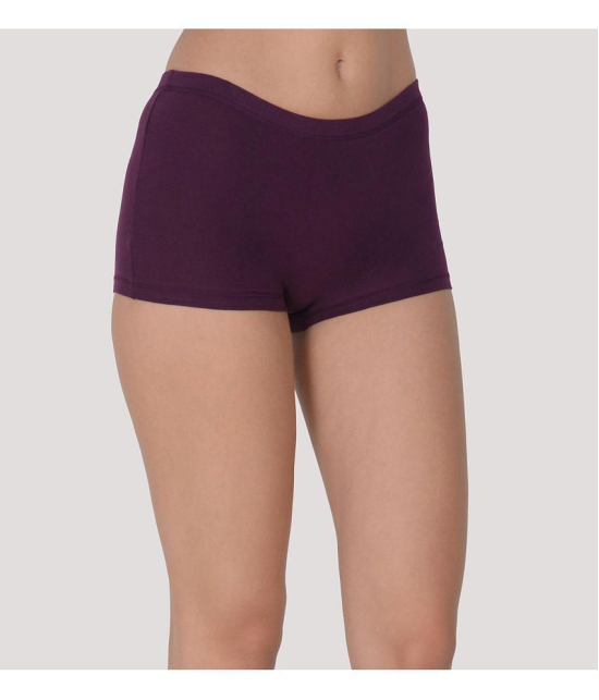 Leading Lady - Purple Cotton Solid Women's Boy Shorts ( Pack of 2 ) - None