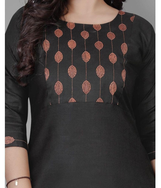 RIAANA Cotton Blend Printed Straight Women''s Kurti - Black ( Pack of 1 ) - None