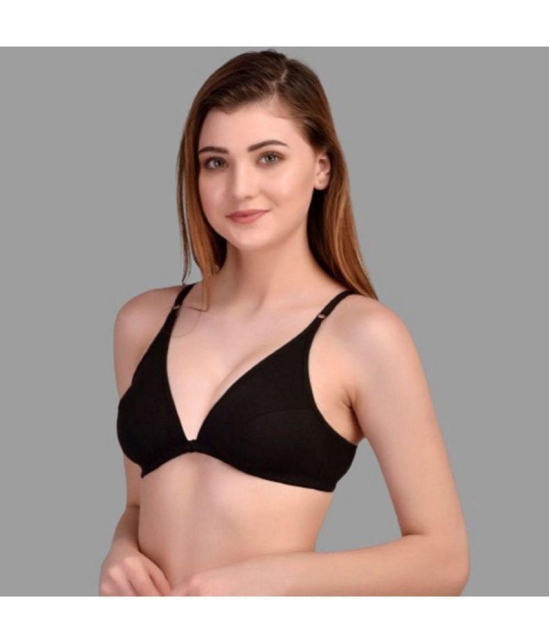 Zourt - Black Cotton Non Padded Women's Everyday Bra ( Pack of 2 ) - None