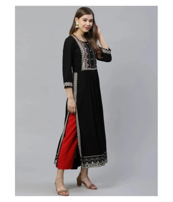 Divena - Black Rayon Womens Straight Kurti - M