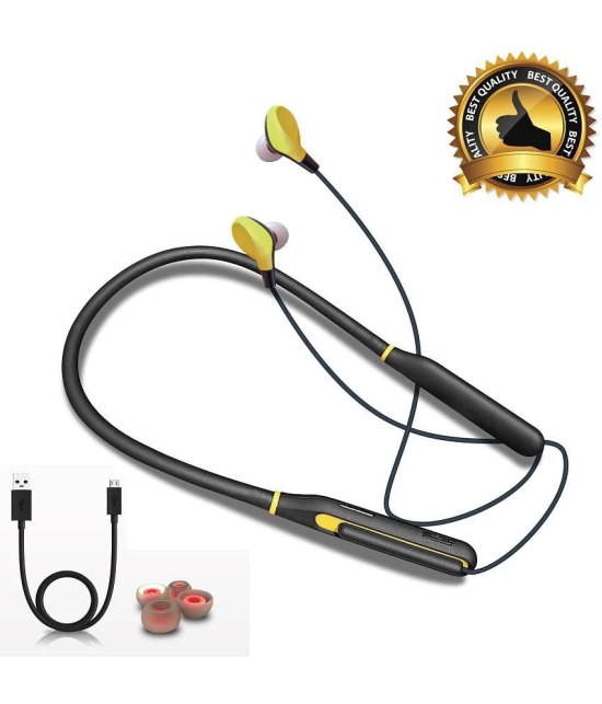 hitage NBT-7586+ 40 HOURS In-the-ear Bluetooth Headset with Upto 30h Talktime Foldable Collapsible - Yellow - Yellow