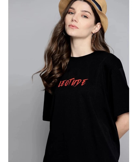 Leotude Black Cotton Blend Oversized Womens T-Shirt ( Pack of 1 ) - None