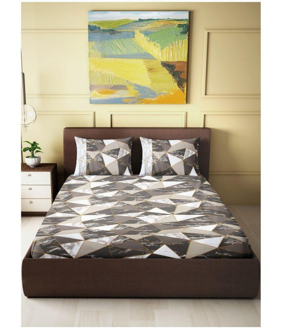 Abhikram - Gray Cotton Single Bedsheet with 2 Pillow Covers - Gray