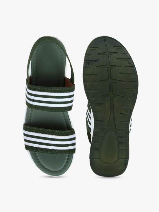 Women Green Striped Open Toe Flats