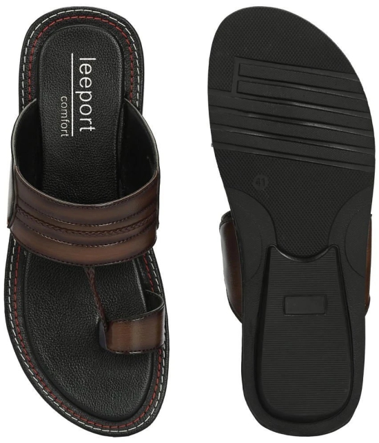 Leeport Brown Mens Daily Slipper - None