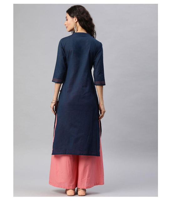 Alena Navy Cotton Straight Kurti - XL