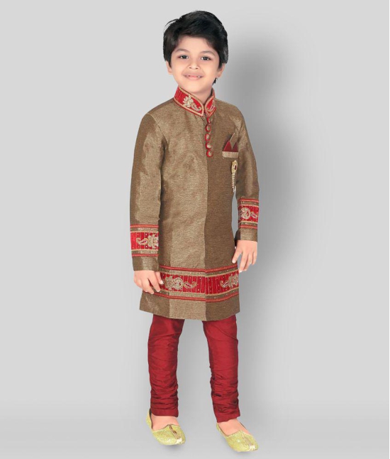 Ahhaaaa Kids Ethnic Indo-Western Sherwani and Breeches Set for Boys - None