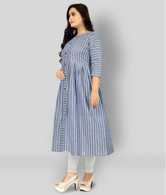 Rangrasiya - Blue Cotton Women's Flared Kurti ( Pack of 1 ) - M