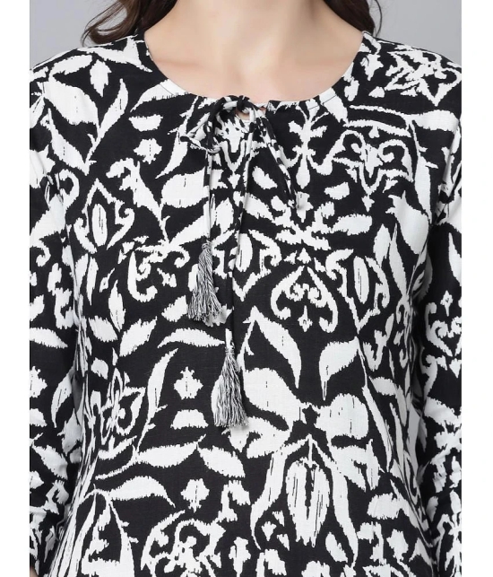 KIPEK Rayon Printed Straight Womens Kurti - Black ( Pack of 1 ) - None