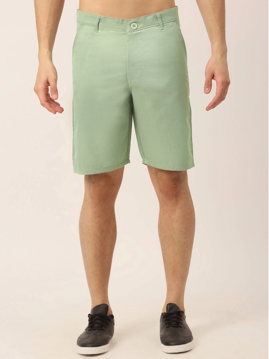 Indian Needle Mens Casual Cotton Solid Shorts-28 / Green