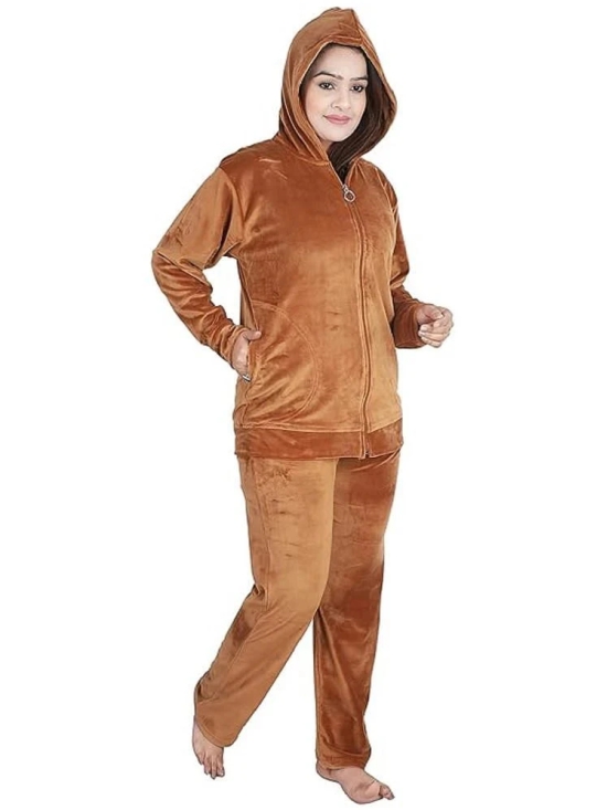 Whyme Fashion Brown Nylon Solid Tracksuit - Pack of 1 - None