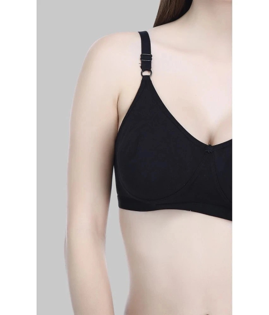 Elina - Black Cotton Non Padded Womens T-Shirt Bra ( Pack of 2 ) - None