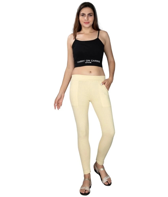 KARARO JEGGINGS - Cotton Blend Skinny Fit Cream Womens Jeggings ( Pack of 2 ) - None