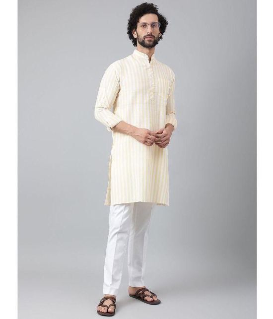 KLOSET By RIAG Cream Cotton Regular Fit Men's Kurta Pyjama Set ( Pack of 1 ) - None