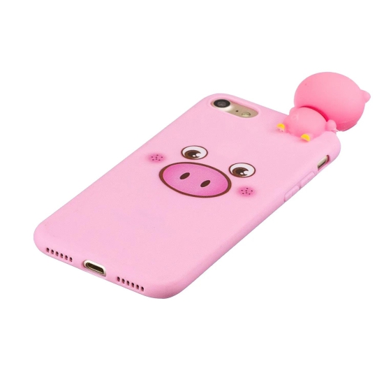 3D Doll Decor Soft TPU Mobile Phone Shell for iPhone SE (2020)/SE (2022)//8/7-Pig