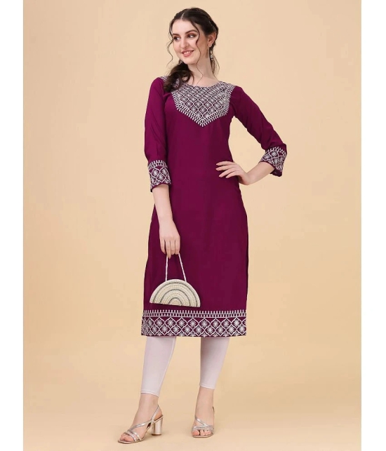 Vrunda Fashion - Wine Rayon Womens Straight Kurti ( Pack of 1 ) - None