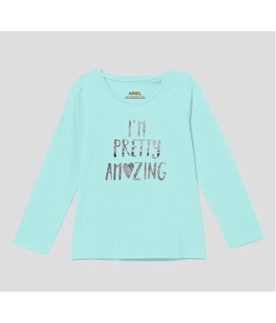 Ariel - Sea Green Cotton Girls Top ( Pack of 1 ) - None