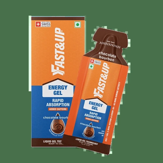 Fast Up Energy Gel: Improved endurance & performance for running/cycling. Instant energy booster, 73kcal/30g, 5 Sachets, Chocolate Bourbon.-Fast & Up Energy Gel: Improved endurance for running &