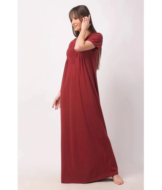 Affair Maroon Cotton Womens Nightwear Nighty & Night Gowns ( Pack of 1 ) - None