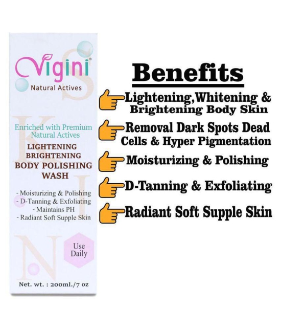 Vigini Skin Lightening Whitening Body Wash Polishing Moisturizing D Tan Coffee Face Wash + Scrub 200 mL