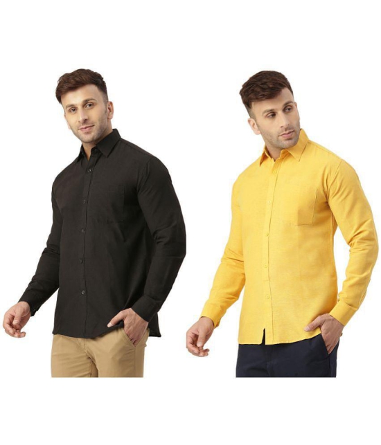 KLOSET By RIAG 100% Cotton Regular Fit Solids Full Sleeves Men's Casual Shirt - Mustard ( Pack of 2 ) - None