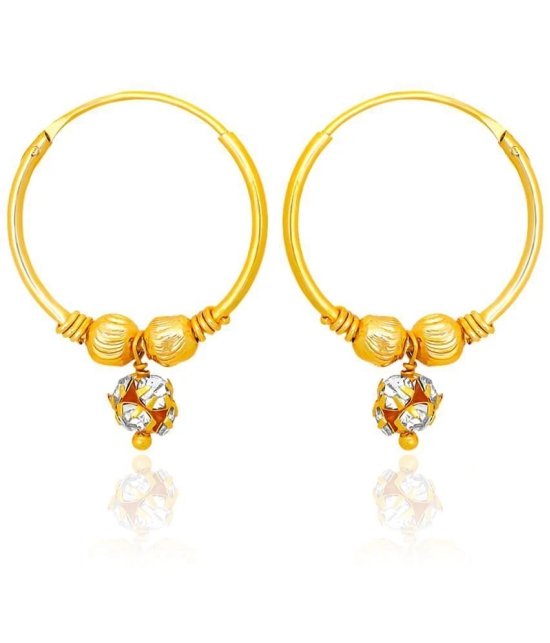 LUV FASHION Golden Hoops Earrings ( Pack of 1 ) - Golden