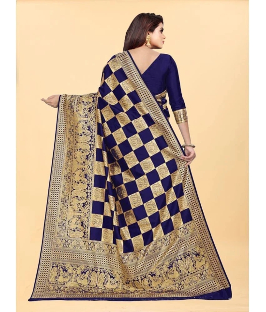 Gazal Fashions - Blue Banarasi Silk Saree With Blouse Piece ( Pack of 1 ) - Blue