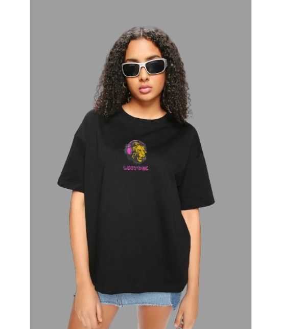 Leotude - Black Cotton Blend Oversized Womens T-Shirt ( Pack of 1 ) - None