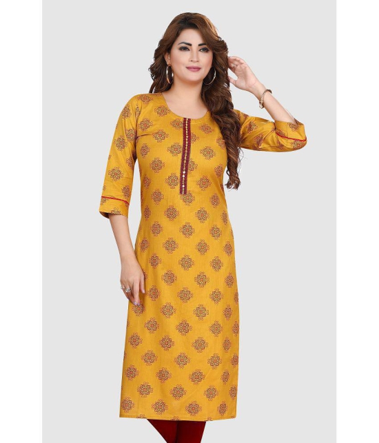 Meher Impex - Gold Cotton Women''s Straight Kurti ( Pack of 1 ) - None