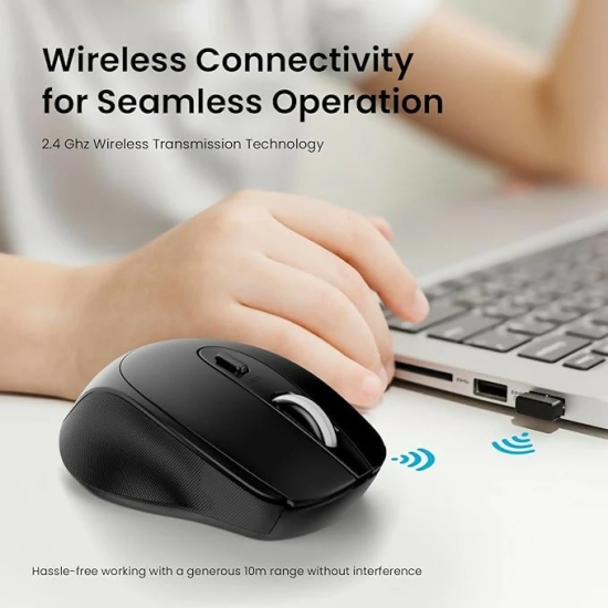 Portronics Toad 31 Wireless Mouse with 2.4 GHz Connectivity (Working Distance: 10m)-BLACK