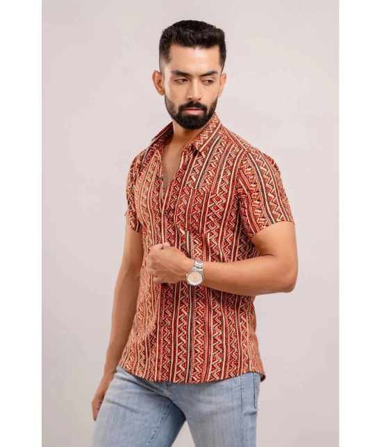 Frionkandy 100% Cotton Regular Fit Printed Half Sleeves Mens Casual Shirt - Red ( Pack of 1 ) - None