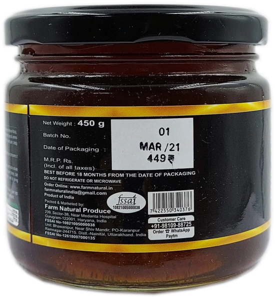 Farm Naturelle Eucalyptus Flower Wild Forest (Jungle) Honey 450g |NMR Tested | 100% Pure Honey| Raw & Unfiltered|Unprocessed|Lab Tested Honey In Glass Jar with Engraved Virgin Wooden Spoon|Antioxidant, Anti-inflammatory Honey