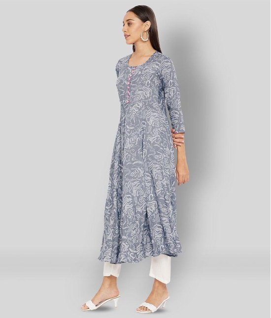 Tissu - Light Grey Rayon Women''s Flared Kurti ( Pack of 1 ) - S