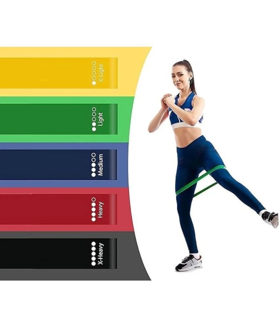 Standard Loop Bands - Resistance Band Kit Set, 5 Levels of Resistance - Exercise Bands for Strength Training, Flexibility, & Body Workout - Light, Medium, Heavy, Pack of 1 - Multi Color