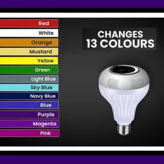 Colour Changing LED Bulb with Bluetooth Speaker & Remote-Free Size