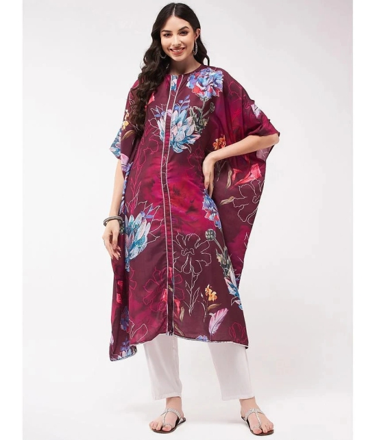 Pannkh - Wine Polyester Womens Kaftan Kurti ( Pack of 1 ) - None