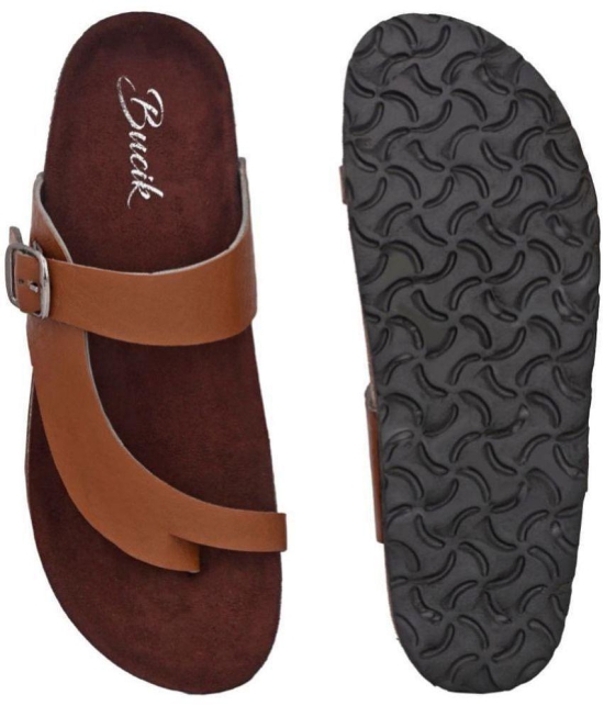 Bucik - Brown Mens Leather Slipper - None