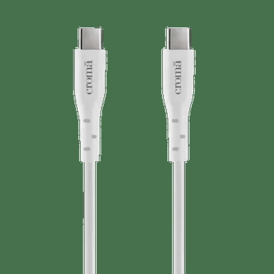 Croma Type C to Type C 6.6 Feet (2M) Cable (In-Built E-Mark Chip, White)