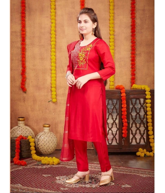 Aarika Red Silk Girls Kurta and Pant Set ( Pack of 1 ) - None